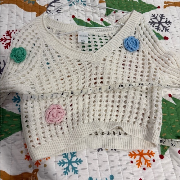 Wild Fable mesh knit crochet sweater coverup with crochet flowers size S - Picture 5 of 7